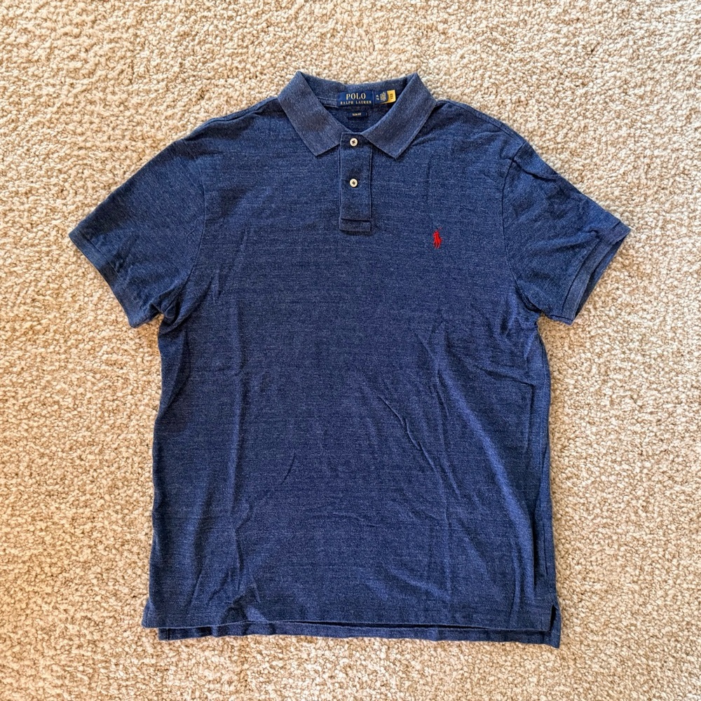 Polo by Ralph Lauren Men's Navy Polo Shirt, slim fit. XL